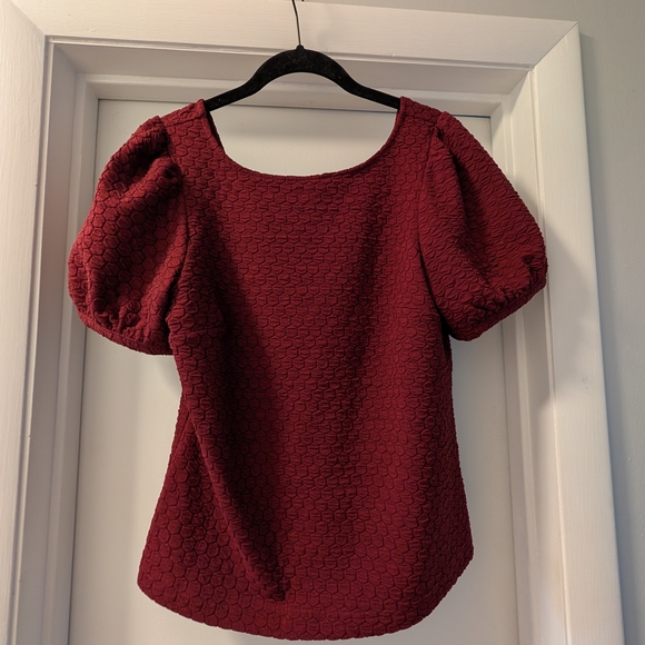 Elegant Red Textured Blouse - Picture 1 of 4